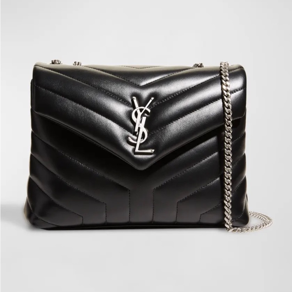 NWT YSL Loulou Small Matelasse Calfskin Flap Bag w/ Metal Straps - Picture 5 of 14